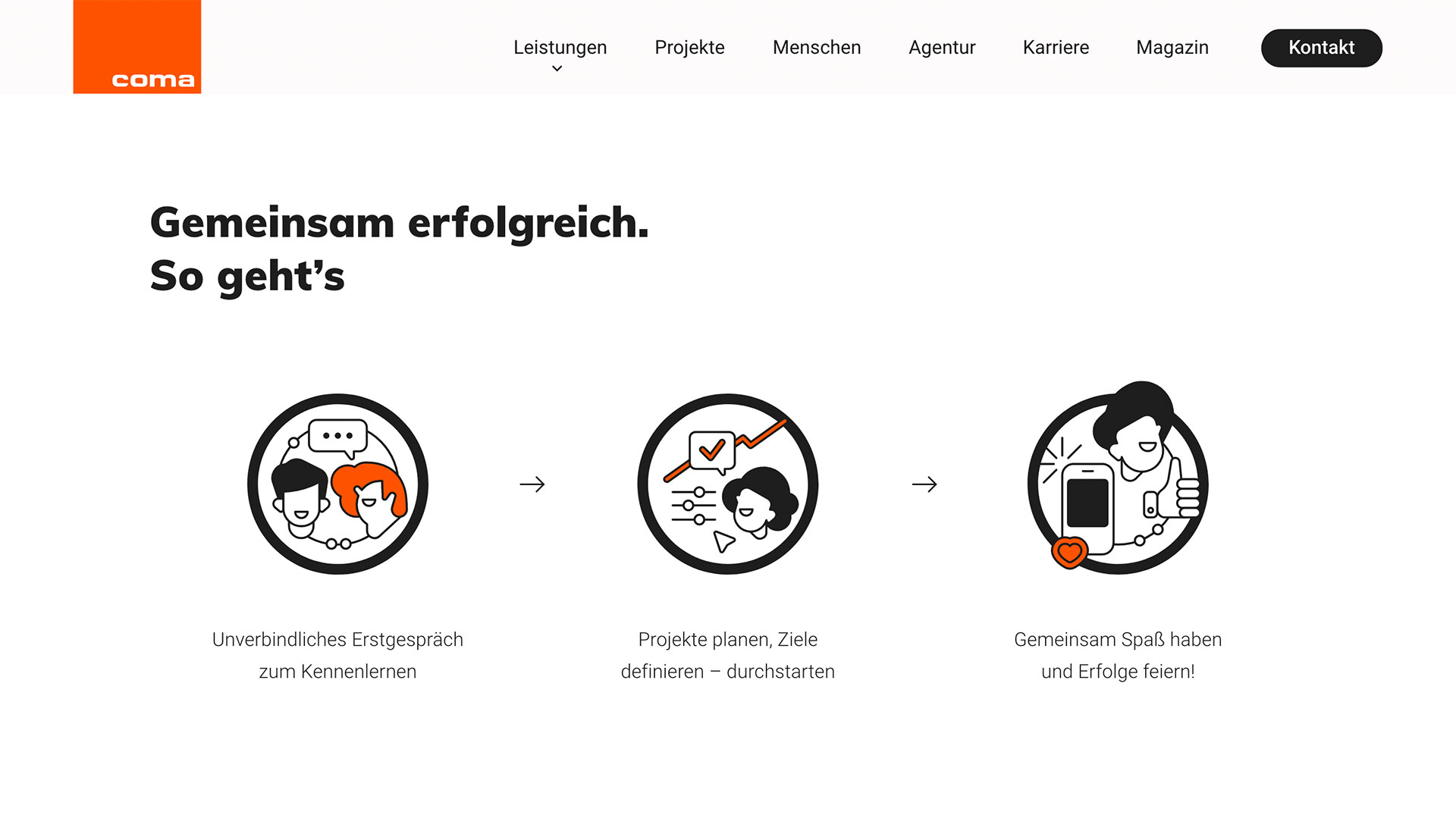 UI-Design, Webdesign, User-Interface-Design, für die coma.de, Digitalagentur, München (DE)