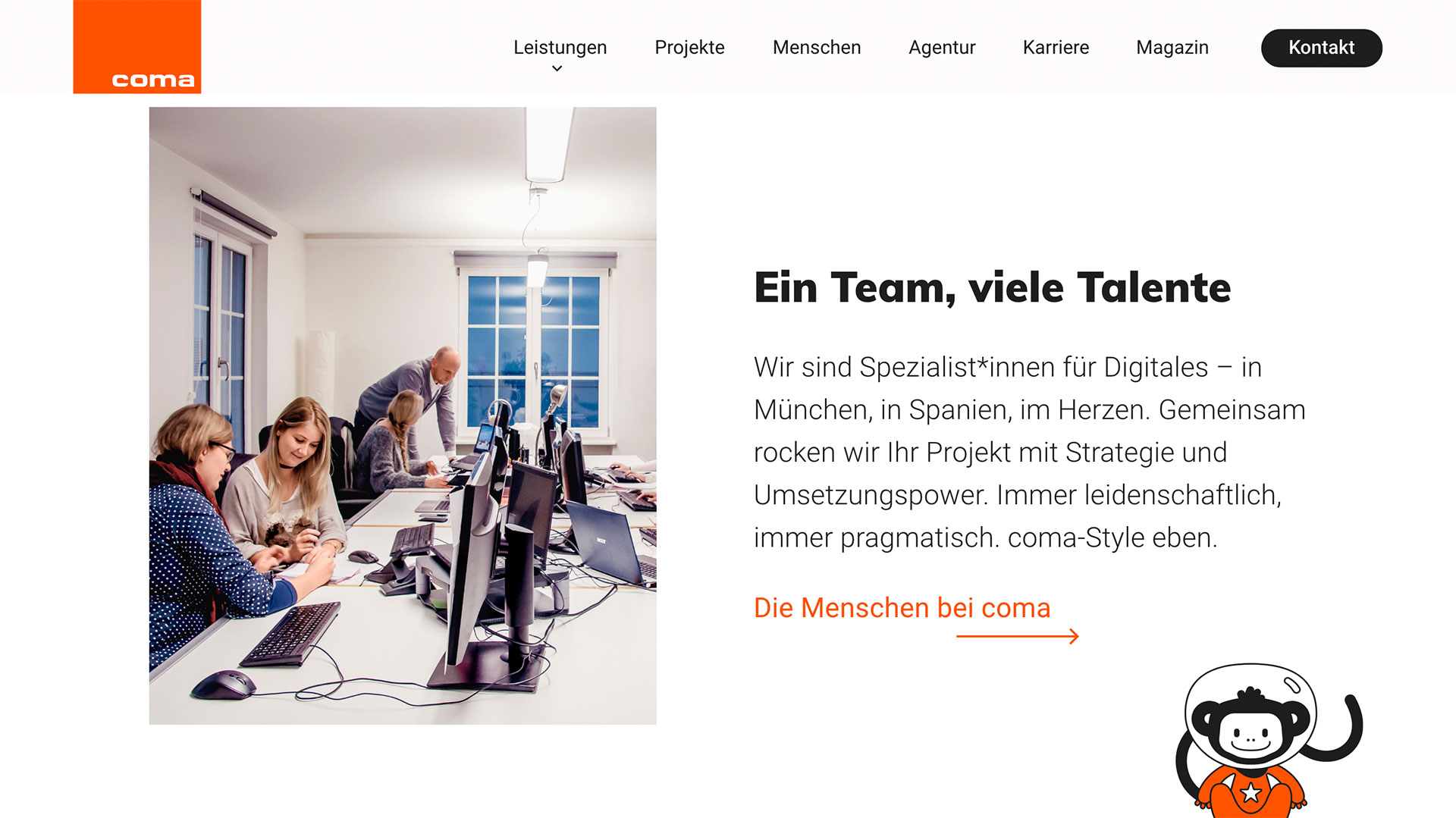 UI-Design, Webdesign, User-Interface-Design, für die coma.de, Digitalagentur, München (DE)